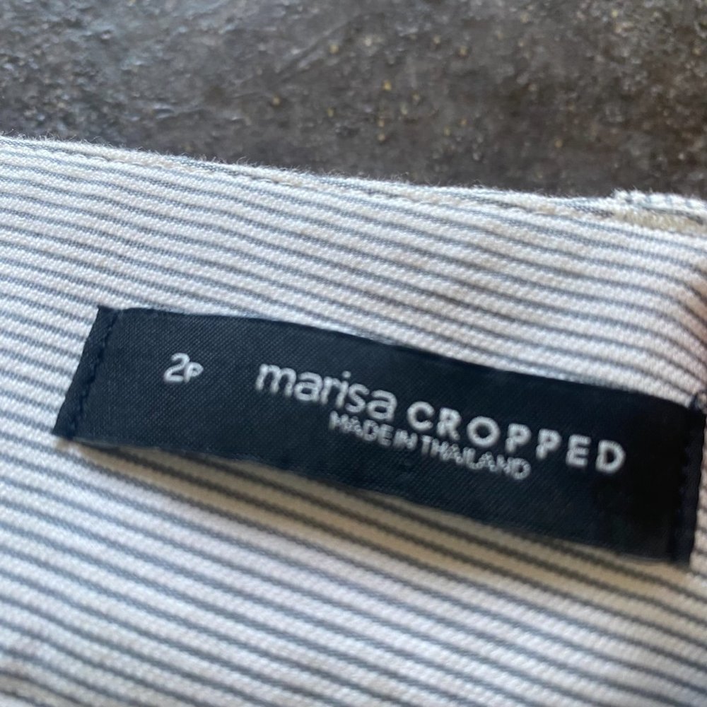 Ann Taylor Loft Marissa Cropped Petite pant; size 2; light gray and white stripe - Picture 6 of 9
